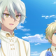 Screenshot of a an animated still of the Rune Factory 5 protagonist and his male love interest.